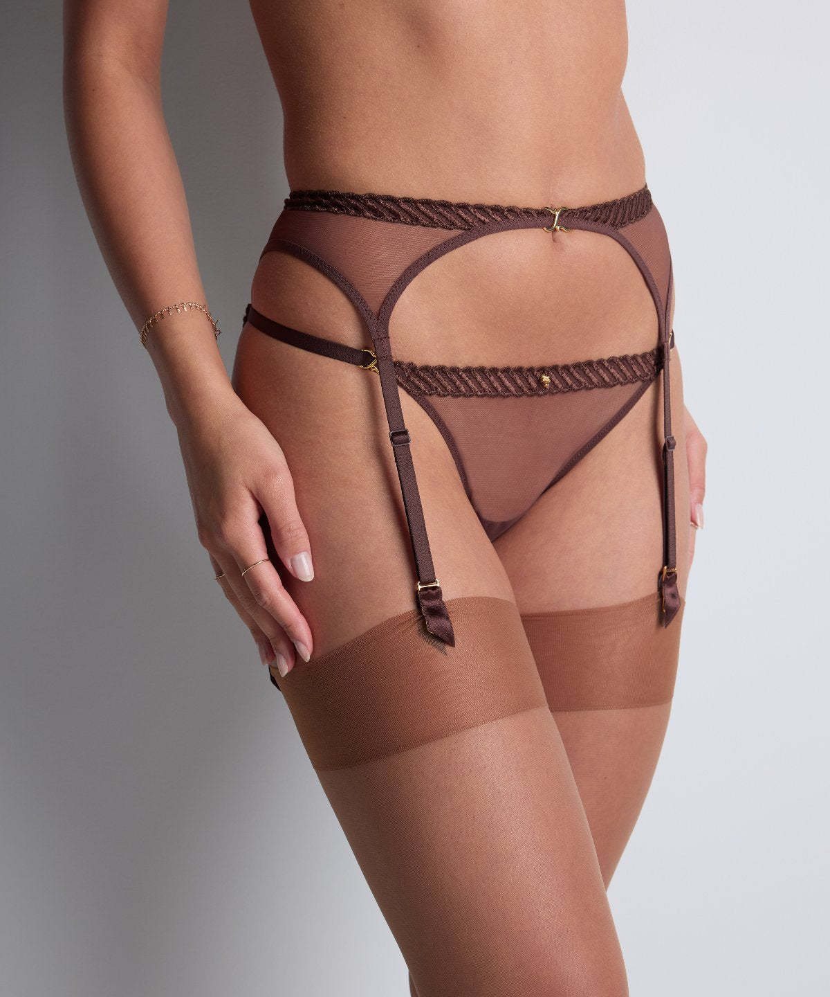 Sheer Emotion Porte-jarretelles Sepia