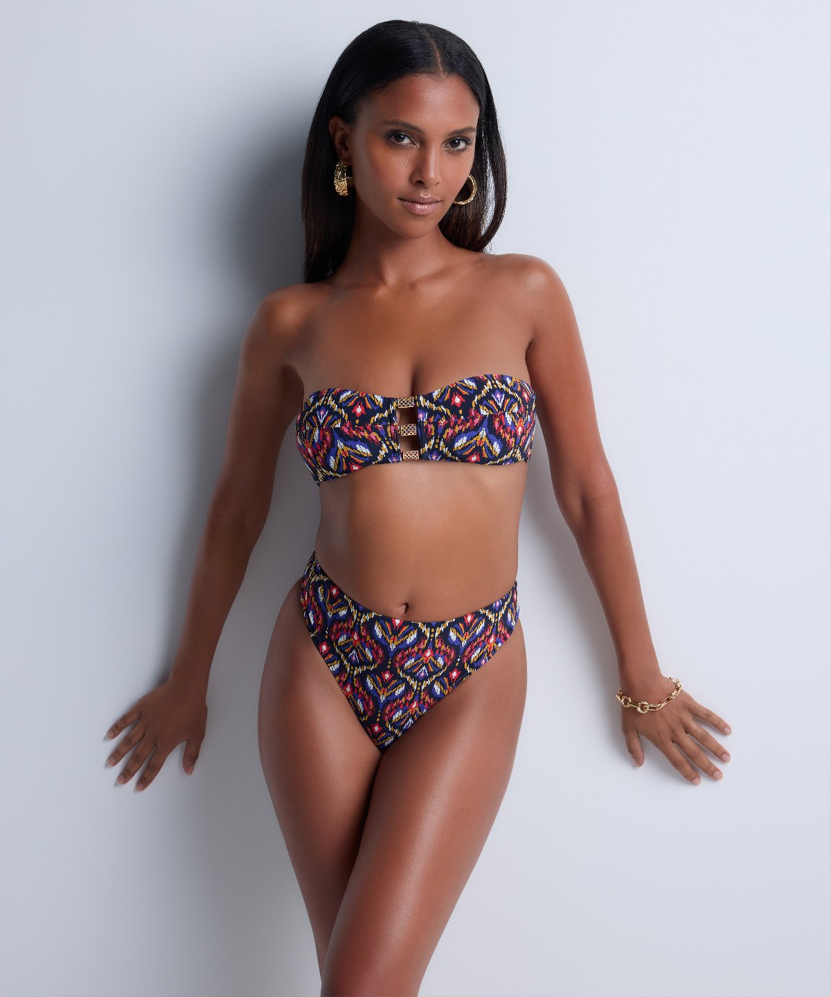 Sunkissed Allure Bas de maillot de bain taille haute Ikat