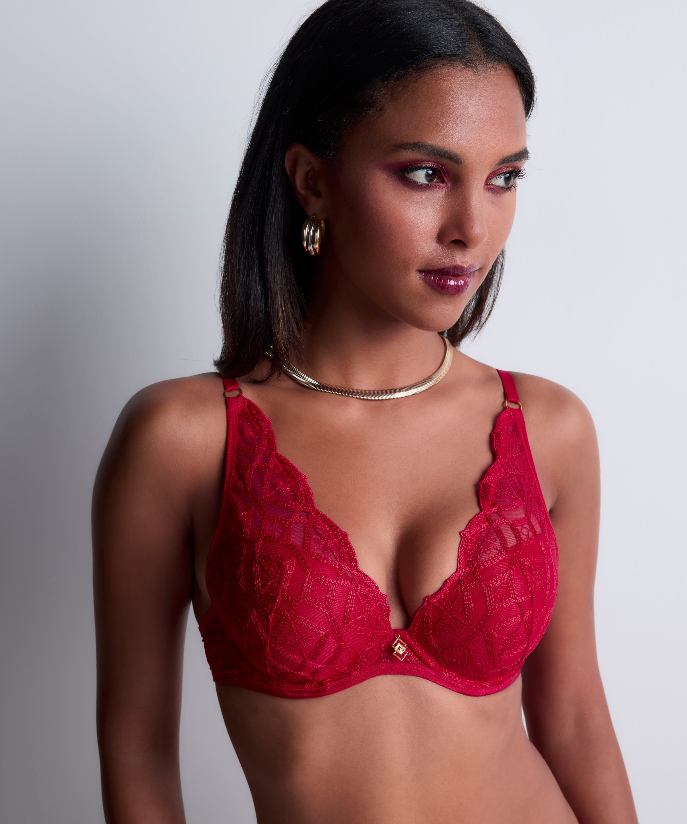 Sense of Illusion Soutien-gorge Plunge foulard Red Berry
