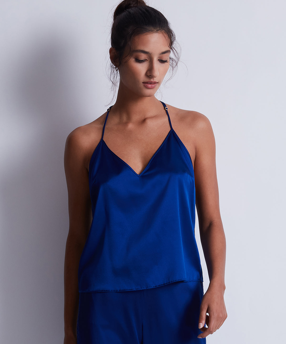 Silk Desire Top à fines bretelles Electric Blue