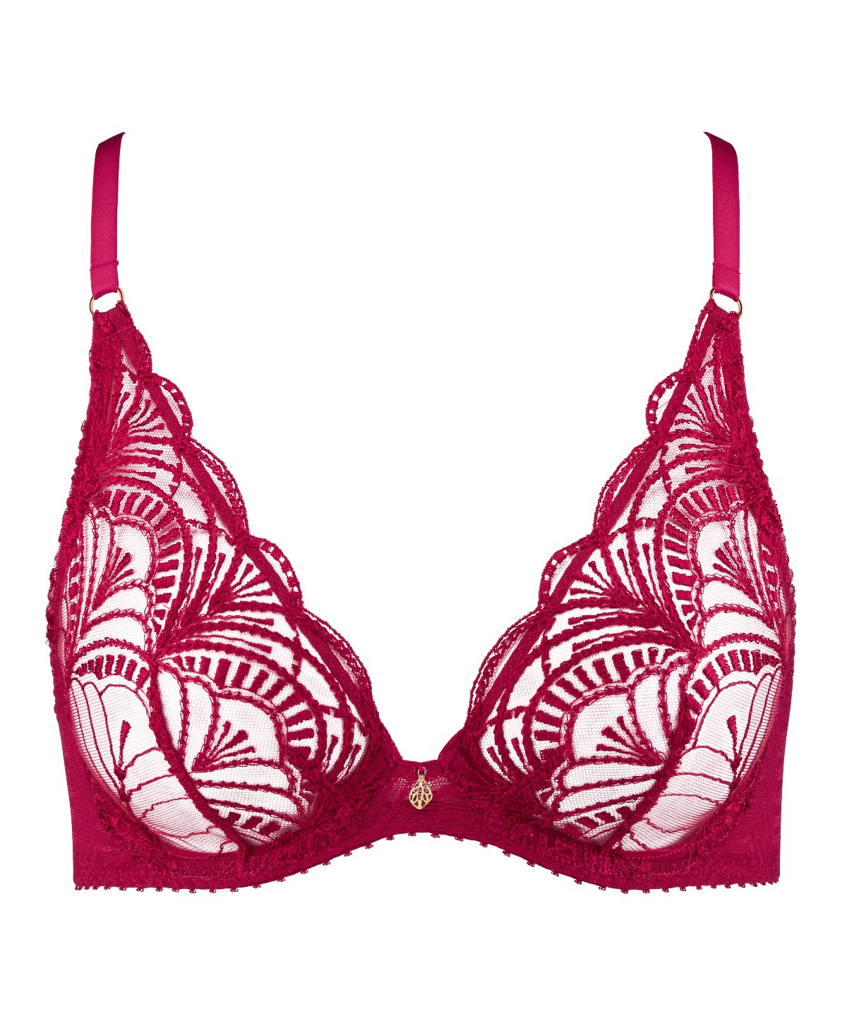 Vibes Soutien-gorge Triangle avec armatures Rouge Love et Uni Bordeaux