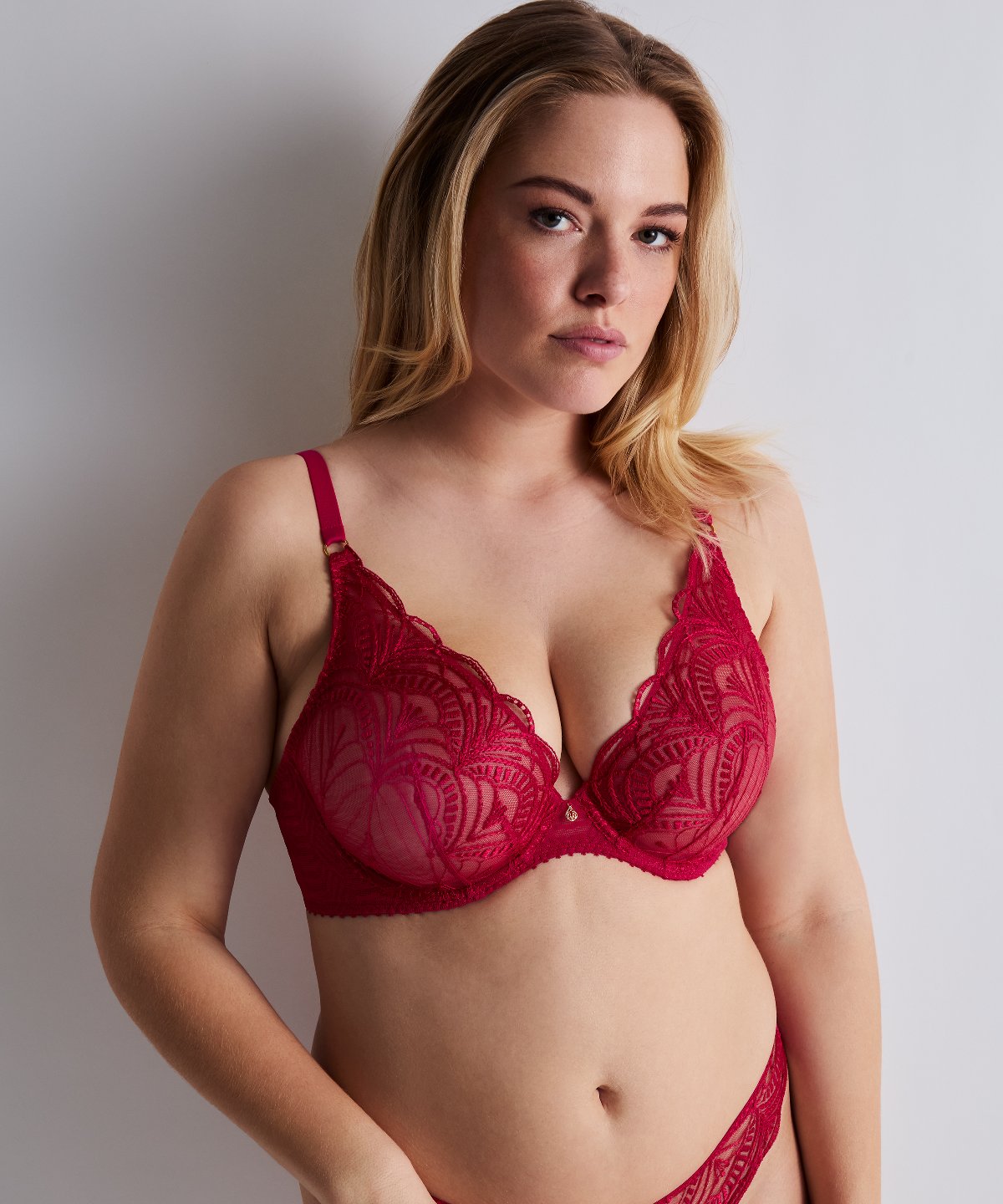 Vibes Soutien-gorge Triangle avec armatures Rouge Love et Uni Bordeaux