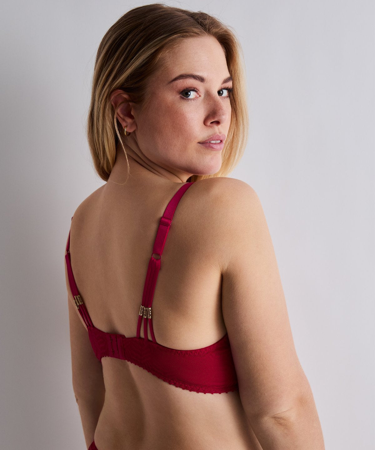 Vibes Soutien-gorge Triangle avec armatures Rouge Love et Uni Bordeaux