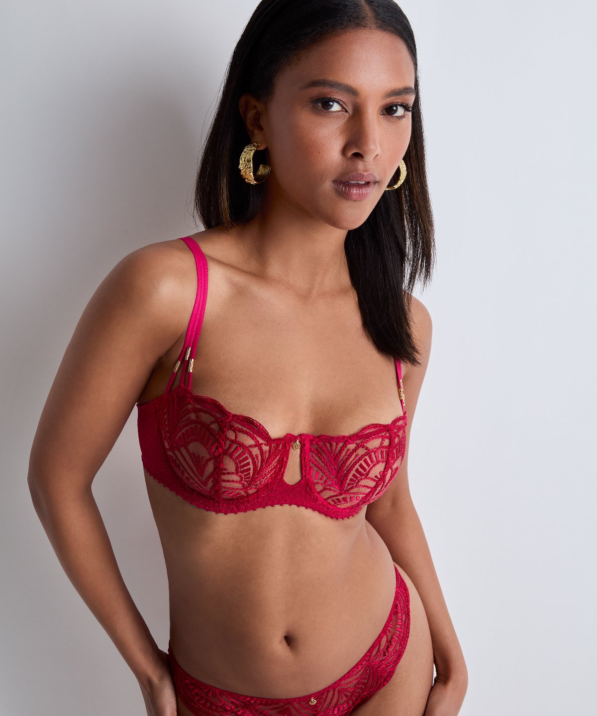 Vibes Soutien-gorge Corbeille avec armatures Rouge Love et Uni Bordeaux