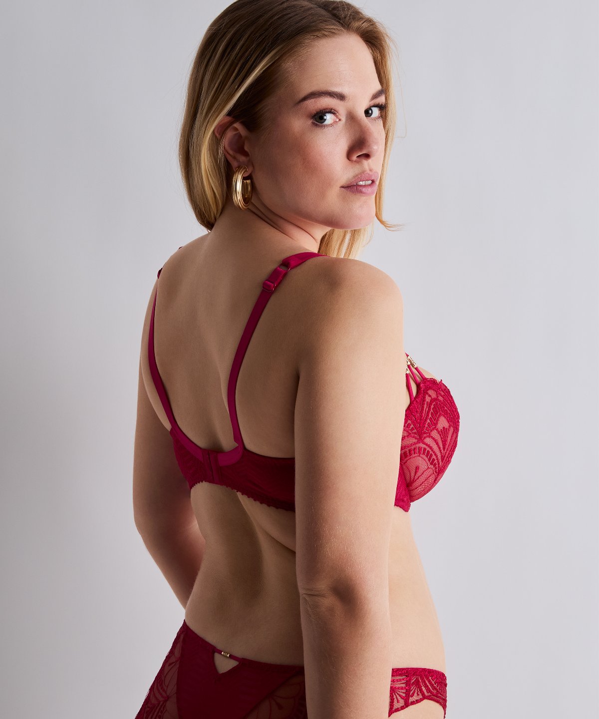 Vibes Soutien-gorge Corbeille avec armatures Rouge Love et Uni Bordeaux