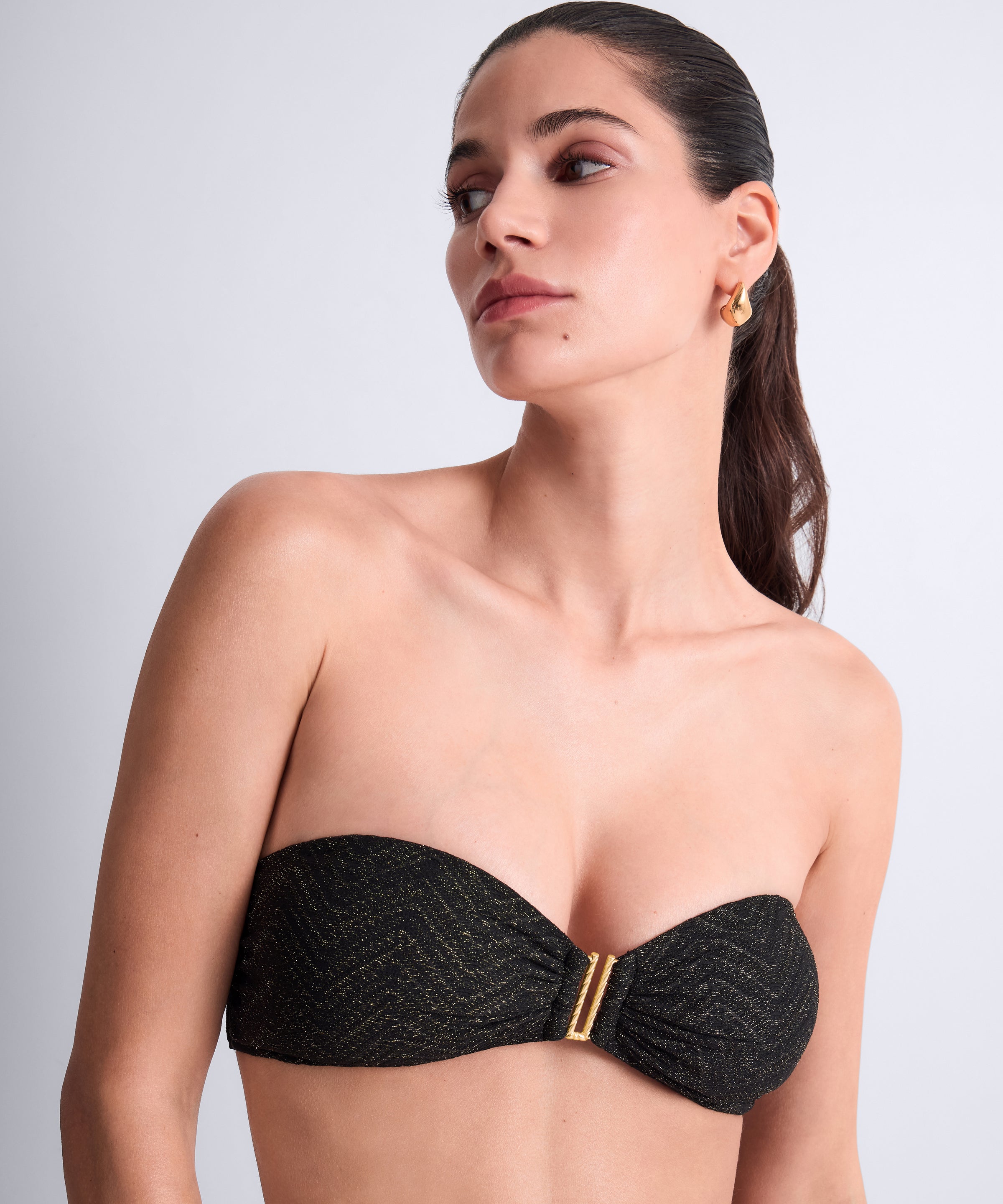 Golden Horizon Haut de maillot de bain Bandeau coques amovibles Black