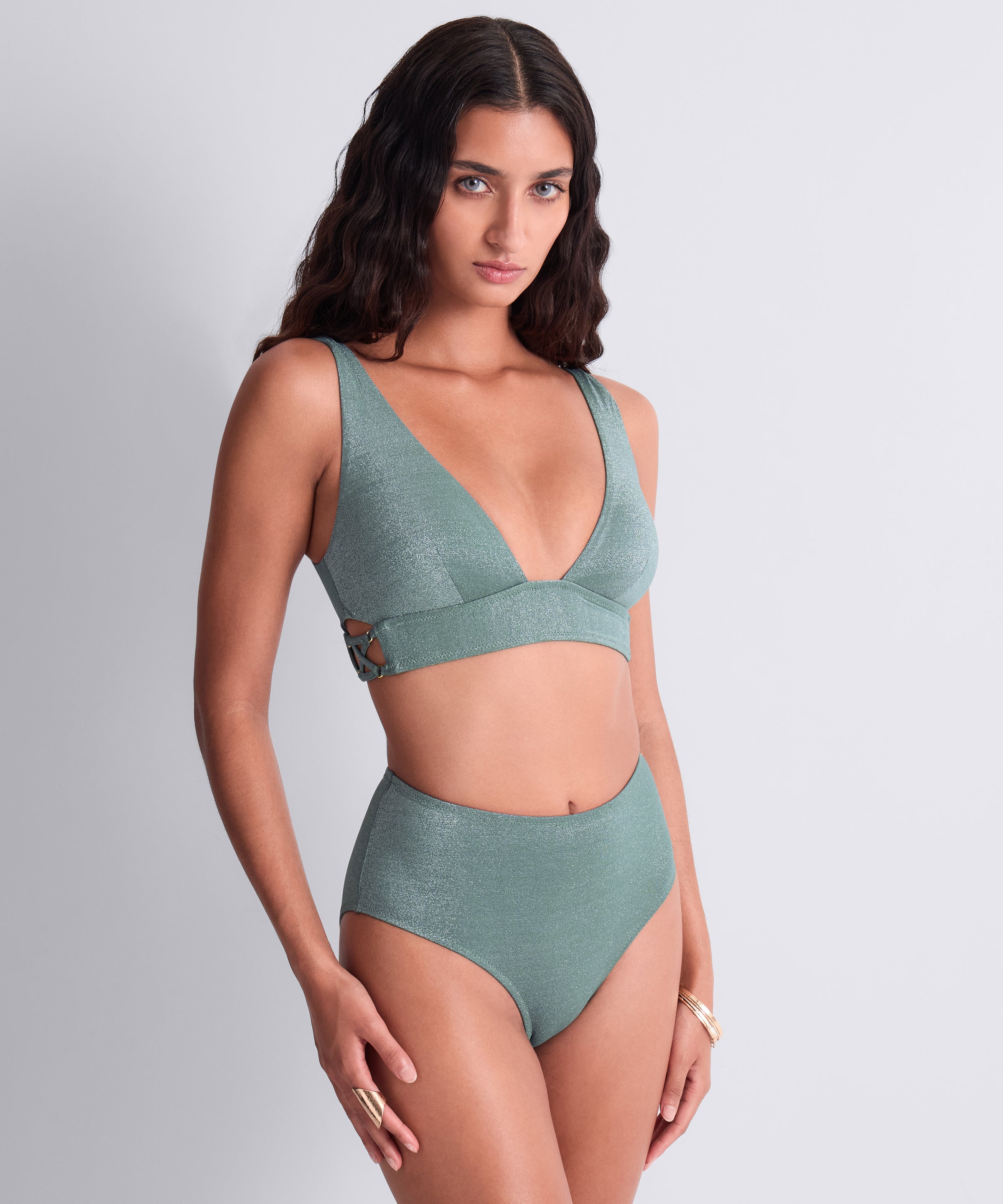 Summer Glow Bas de maillot de bain taille haute Aqua