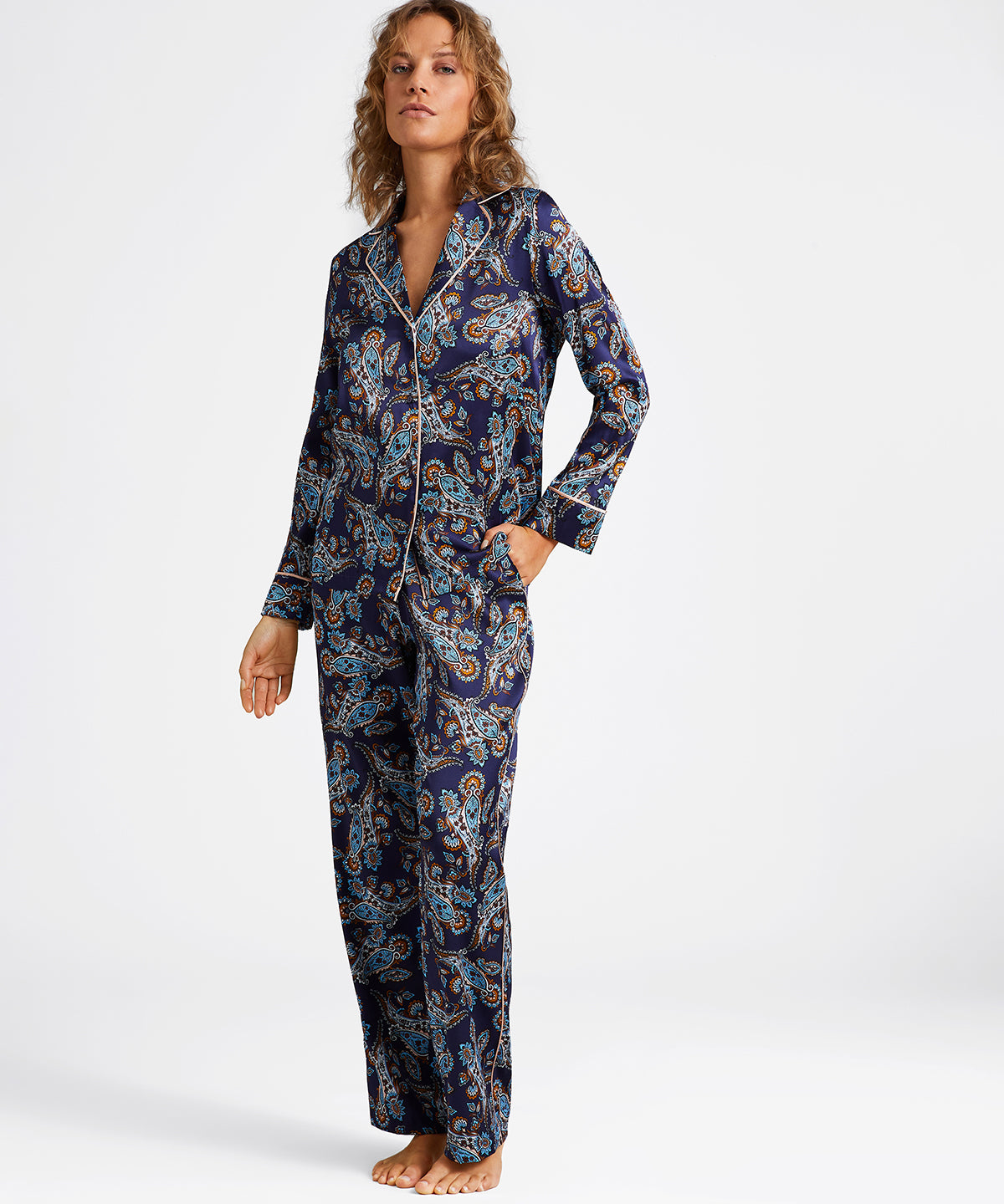 Silk by Night Pantalon Blue cachemire